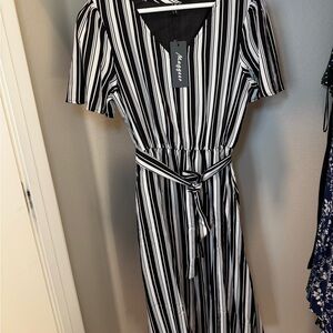 Maggie Black and White Striped dress